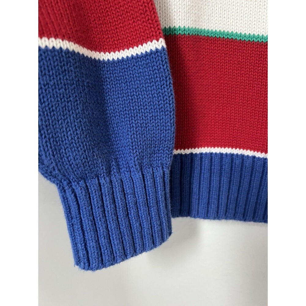 Vintage 90s Lands End Womens S/M Stripe Color Block Knit Crewneck Sweater Preppy - Picture 5 of 9